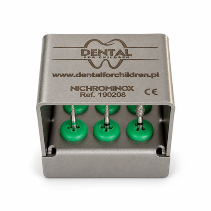 Kaseta z wiertłami diamentowymi do preparacji pod korony — Dental for Children