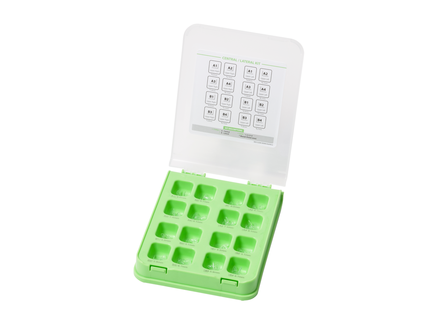 SHINHUNG celiulioidinių formų rinkinys priekinių pieninių dantų rekonstrukcijai - 80 dalių