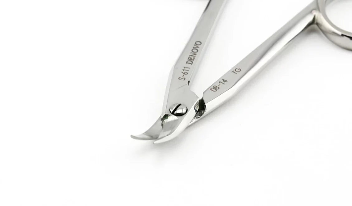 Nożyczki stomatologiczne do koron Denovo – zakrzywione, festonowane