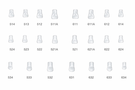 Zestaw uzupełniający kształtek celuloidowych do odbudowy zębów przednich - 5 szt.