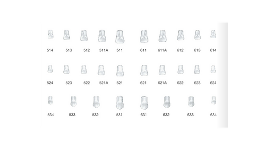 Zestaw uzupełniający kształtek celuloidowych do odbudowy zębów przednich - 5 szt.