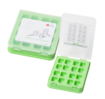 SHINHUNG celiulioidinių formų rinkinys priekinių pieninių dantų rekonstrukcijai - 80 dalių